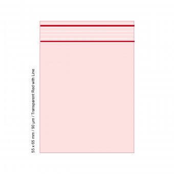 Polybag 5.5 x 6.5cm, 90my, TRANSPARENT RED, 500 Pcs. 