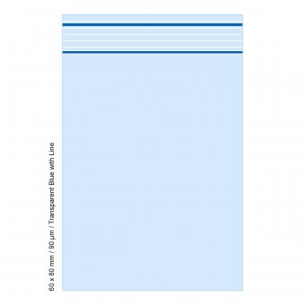 Polybag 6 x 8cm, 90my, TRANSPARENT BLUE, 500 Pcs. 