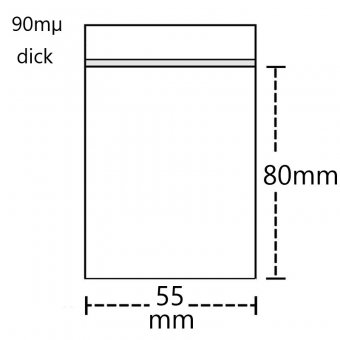 Poly.-Bag 5,5 cm x 8.0cm-Thick-90my 100 Pc. 