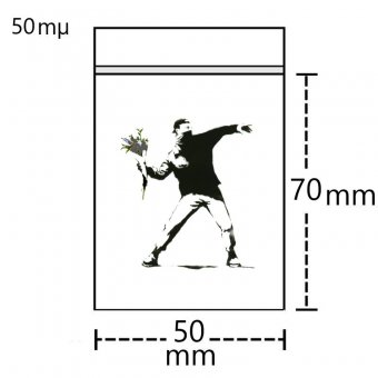 Druckverschlussbeutel  5 cm mal 7cm, Motiv Blumenwerfer, 50 µ, VE100 