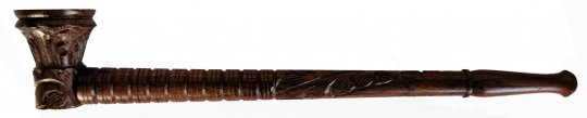Schraubpfeife aus braunem Holz, geschnitzt, 23 cm lang 