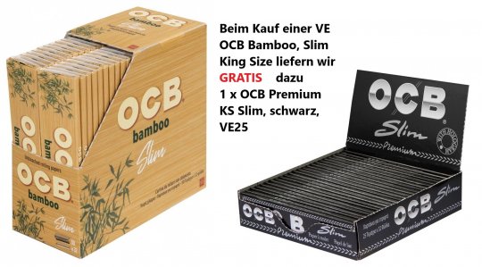 OCB Bamboo, Slim King Size, VE50 und schwarze Slim GRATIS 