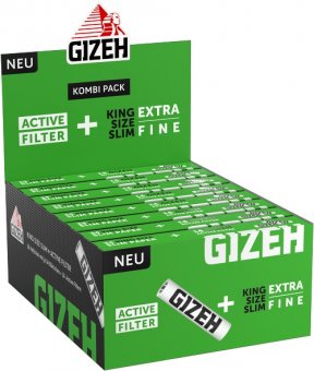 Gizeh King Size Slim BLACK + Active Filtern, 16er Pack 