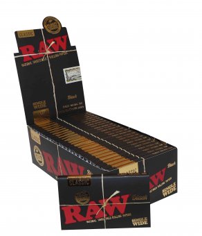 RAW Black Single Wide Papers, Box 25, 100 LEAVES 