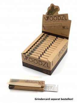 WOODZL King Size Slim Paper VE24, BROWN ultradünn mit Tips + Drehablage + Grinderkarten Fach (Grinderkarte separat bestellen) 