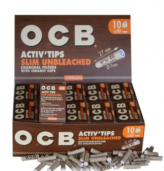 OCB ACTIV'Tips Slim, Unbleached, 7mm Ø, 1 x 50er Pack  