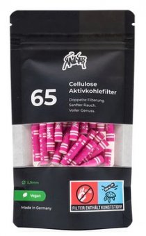 Kailar cellulose and activated carbon filter pack of 65, PINK, 5.9 mm Ø  