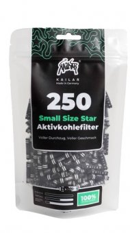 Kailar Small Size Star Papier Aktivkohlefilter 250er Pack, schwarz, 5.9 mm Ø 