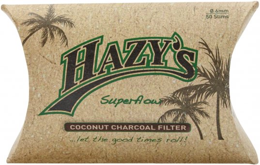 Hazy's Superflow Coconut Activated Charcoal Filter 6mm slim, Shorties, 50 pcs. 