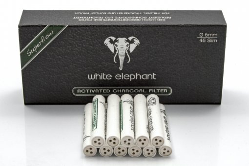White Elephant Activated Charcoal Filter 6mm 45 pcs. 