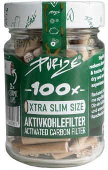 PURIZE activated carbon filter, 5.9mmØ, 100pc, colored organic, packed in a glass 
