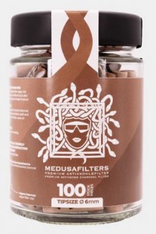 MEDUSA Aktivkohle- und Zellstoffilter 100 Stück im Glas, 6 mm Ø Slim ORGANIC 
