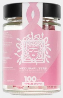 MEDUSA Aktivkohle- und Zellstoffilter 100 Stück im Glas, 6 mm Ø Slim ROSE 