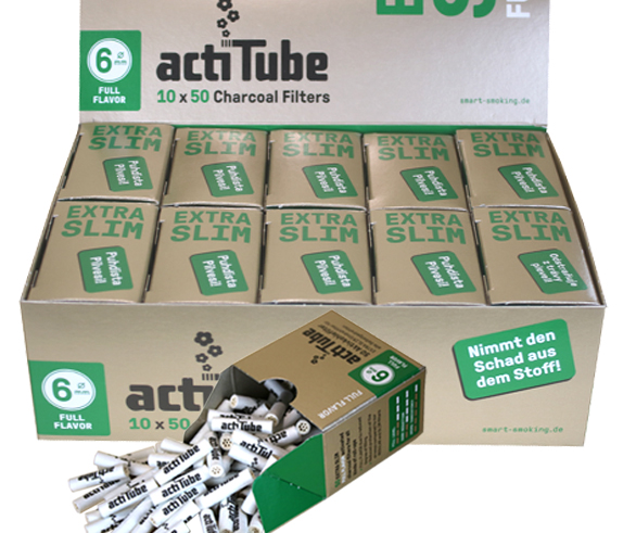 Rolling Machine Slim Filter - Acti Tube Charcoal - 6 mm - 50 pieces