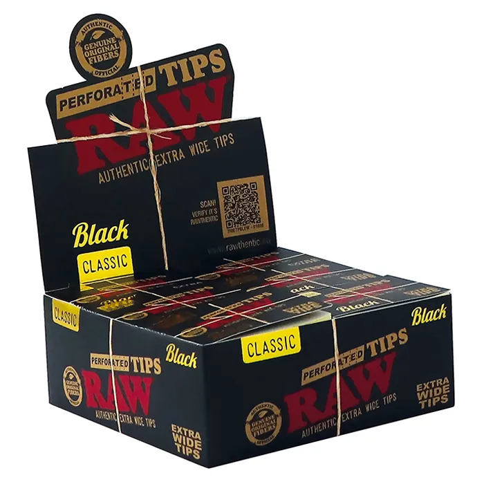 RAW Black Tips Xtra Wide, 4 X 6cm, Perforated-TIP57-Raw_1.webp