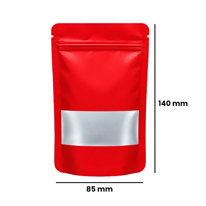 Small WINDOW Mylar Bag, 140 X 85 Mm, Pack Of 50, RED-MBW14085RD-Bam Bam Bhole_2.webp