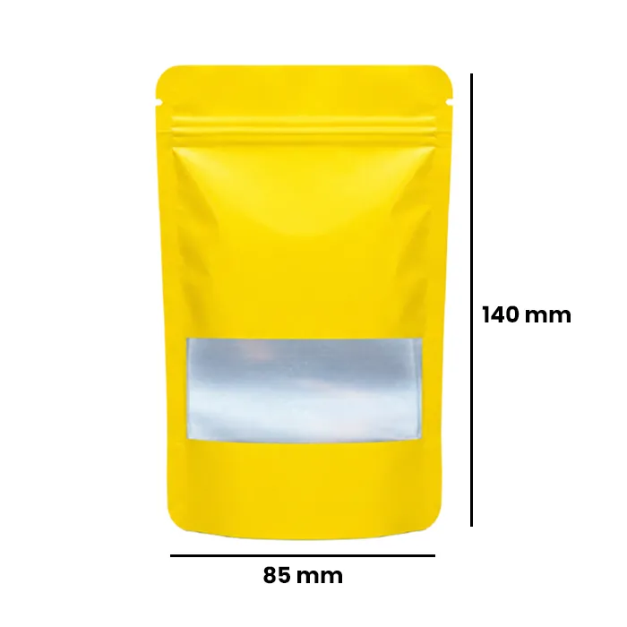 Small WINDOW Mylar Bag, 140 X 85 Mm, Pack Of 50, YELLOW MBW14085YL-Bam Bam Bhole_2.webp