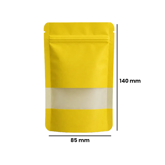 Kraft Paper Bag, 140 X 85 mm, VE 50, Yellow-KP1YL-Bam Bam Bhole_2.webp