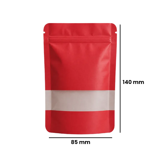 Kraft Paper Bag, 140 X 85 mm, VE 50, Red-KP1RD-Bam Bam Bhole_2.webp