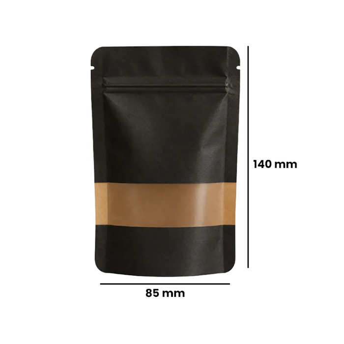 Kraft Paper Bag, 140 X 85 mm, VE 50, Black-KP1BK-Bam Bam Bhole_2.webp