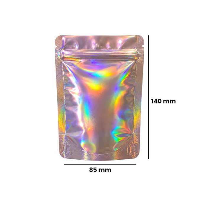 Mylar Bag, 140 X 85 mm, VE 50, Pink Holographic-MB14085RSHOL-Bam Bam Bhole_2.webp