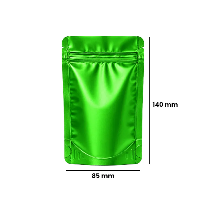 Mylar Bag, 140 X 85 mm, VE 50, Matte Green-MB14085MGR-Bam Bam Bhole_2.webp