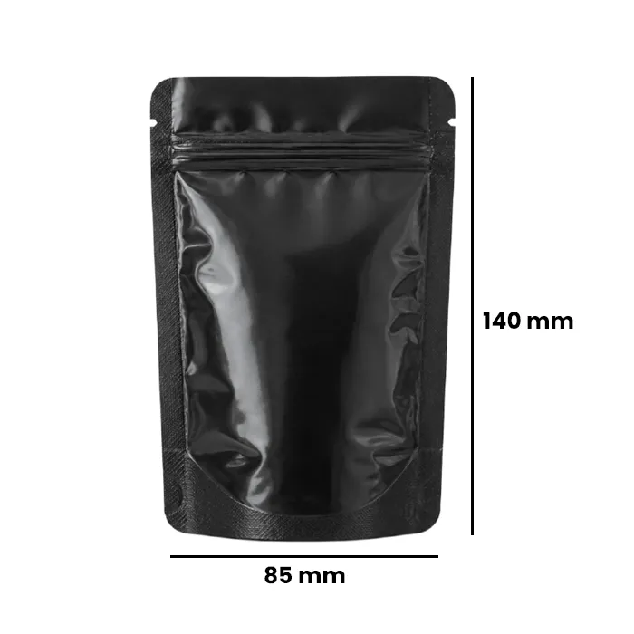 Mylar Bag 140 X 85 Mm, PU50, GLOSS Black-MB14085BK-Bam Bam Bhole_2.webp
