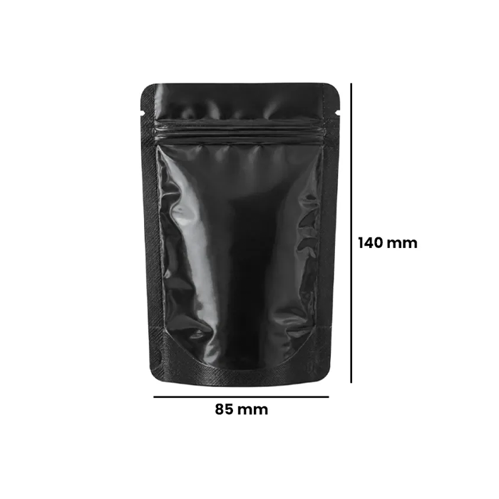 Mylar Bag, 140 X 85 mm, VE 50, Gloss Black-MB14085BK-Bam Bam Bhole_2.webp