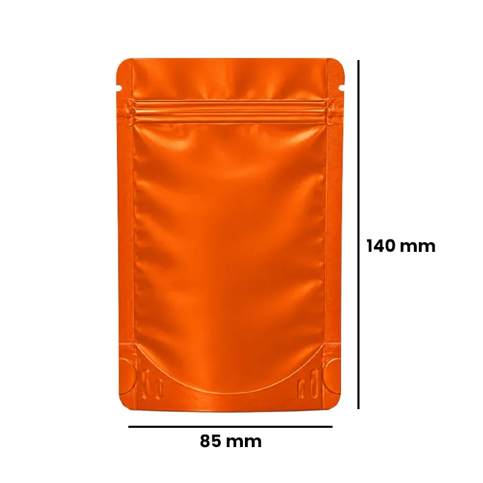 Mylar Bag 140 X 85 Mm, Pack Of 50, MATTE Orange-MB14085MOR-Bam Bam Bhole_2.webp