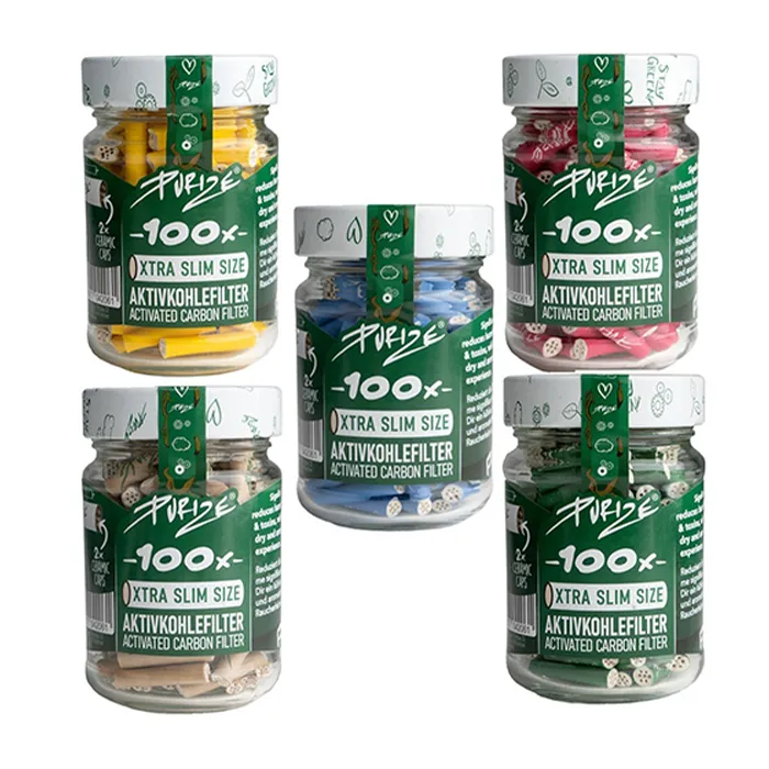 PURIZE Activated Charcoal Filters, Glass Jar, 5.9 mm Ø, VE 100, Yellow-ZU9SX100Y-Purize_6.webp