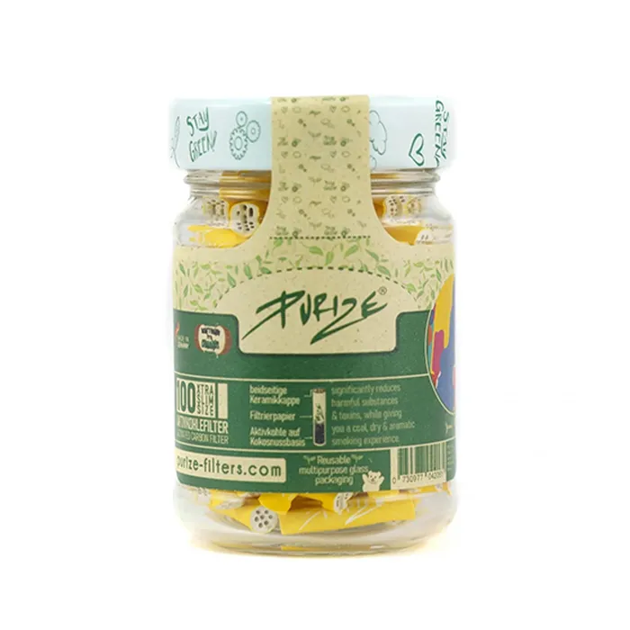PURIZE Activated Charcoal Filters, Glass Jar, 5.9 mm Ø, VE 100, Yellow-ZU9SX100Y-Purize_4.webp
