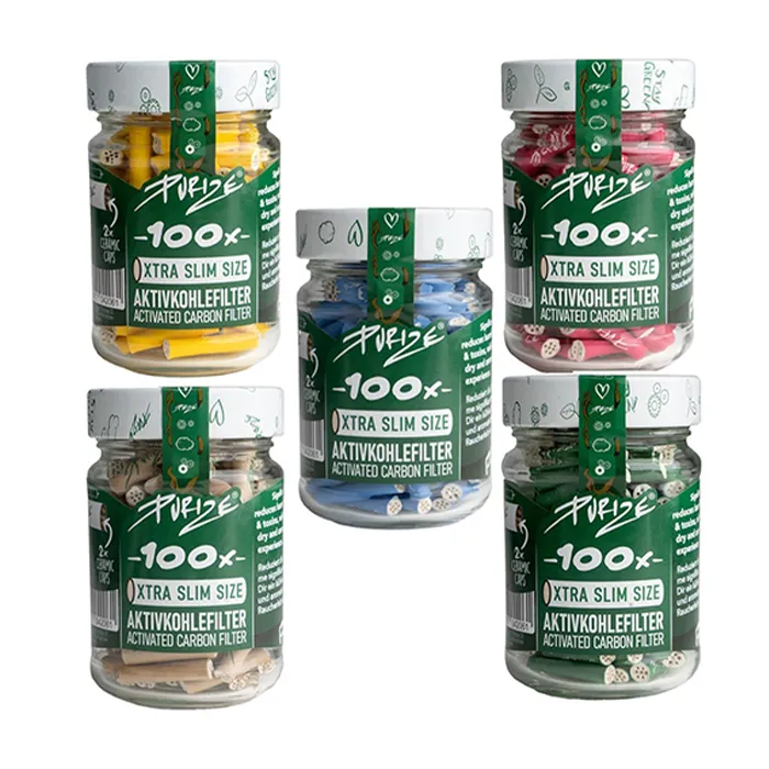 PURIZE Activated Charcoal Filters, Glass Jar, 5.9 mm Ø, VE 100, Pink-ZU9SX100P-Purize_6.webp