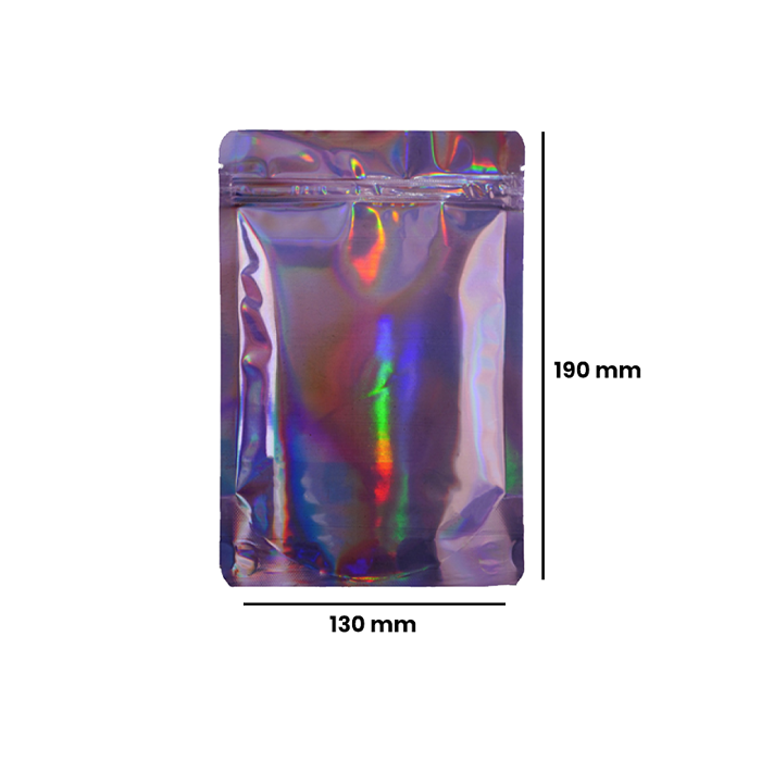 Mylar Bag, 190 X 130 mm, VE 50, Purple Holographic-MB190130PPHOL-Bam Bam Bhole_2.webp