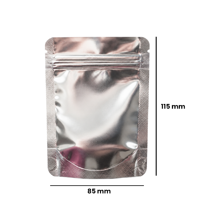 Mylar Bags 115 X 85 Mm, Pack Of 50, Silver-MB11585SL-Bam Bam Bhole_2.jpg