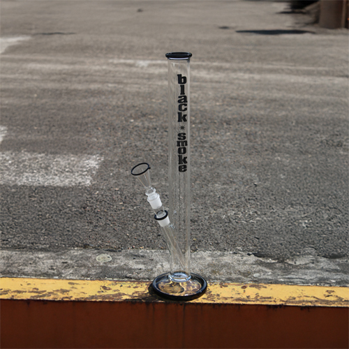 Glass Bong Cylinder, Black Smoke, 46 cm High, 18.8 mm-GW44LBS-Bam Bam Bhole_2.jpg