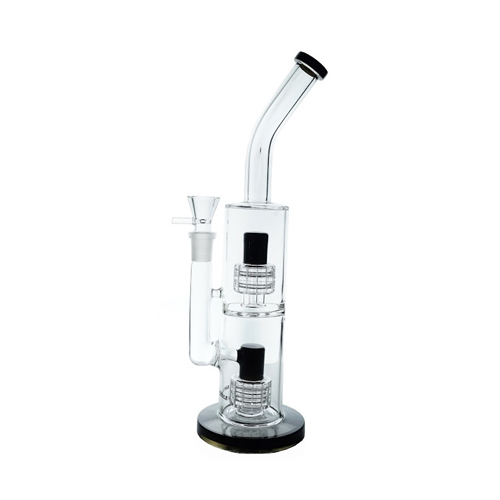 [SSC10133BK] Black Bong, Double Shower Percolator Bong, 30cm