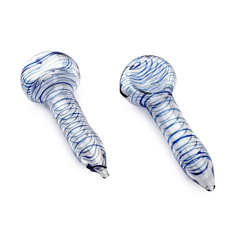 [SSC10046BL] Blue Glass Pop Corn Pipe, 6.25 cm Long