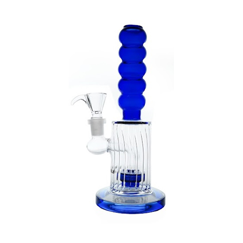 [SSC10152BL] Blaue geschnittene Bong mit Bubble Grip, 20cm