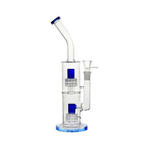 [SSC10133BL] Blau Bong, Double Shower Percolator Bong, 30cm