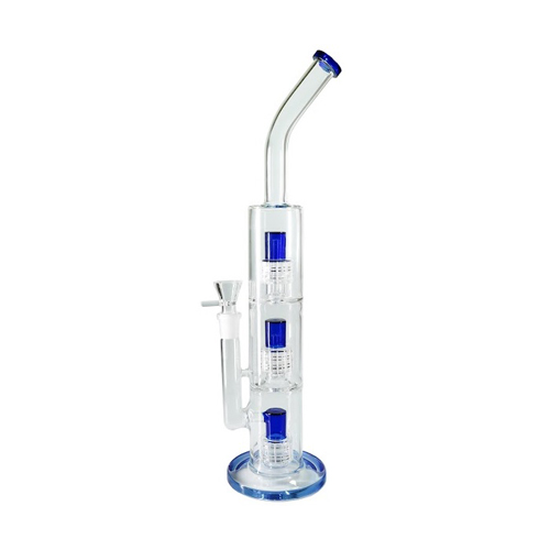 Blue Triple Shower Percolator Bong, 45 cm