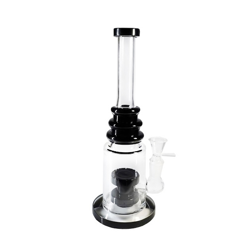 [SSC10137BK] Bong, Black, Triple Ring Straight Bong With, 25 cm