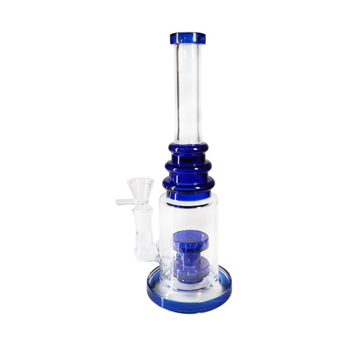 [SSC10137BL] Bong, Blue, Triple Ring Straight Bong With, 25 cm