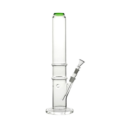 Thick Bong With Kick Hole, Green Rim, 45cm