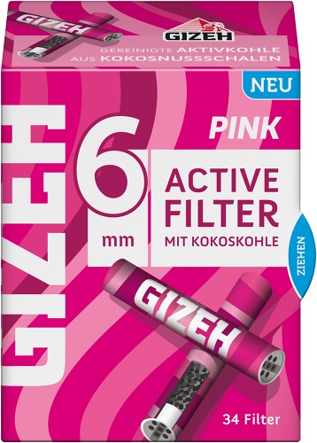 [ZU4S-PI] Gizeh ACTIV Filter Slim 1x34er, PINK, 6mmØ