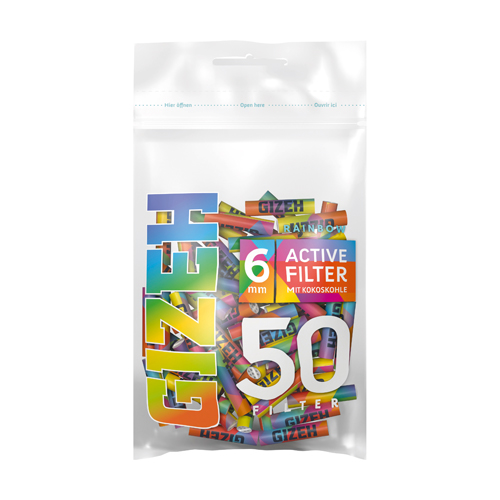 [ZU4RAIN] Gizeh ACTIV Filter Slim 1x50er, RAINBOW, 6mmØ