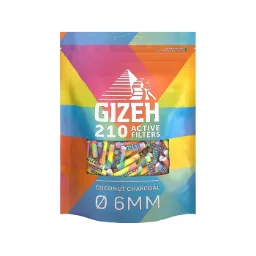 [ZU4S-210] GIZEH Aktivkohlefilter Slim, 6 mm Ø, 210 Stück, Regenbogenfarben
