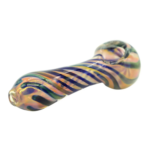 Glass Hand Pipe, Glass Pipe With Gold Fuming, 10 cm