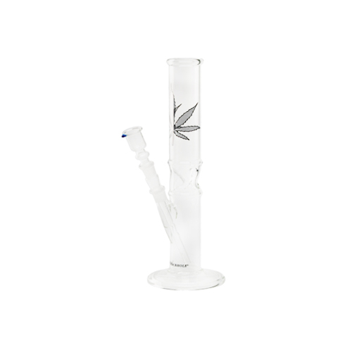 [GW37K] Glass Bong With Leaf, 33cm, Ice, 14.5 mm Plug-in System.