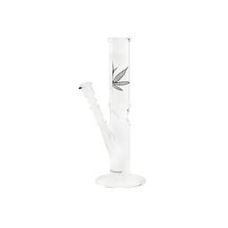 [GW37K] Glasbong mit Blatt, 33cm, Ice, 14.5er Stecksystem.