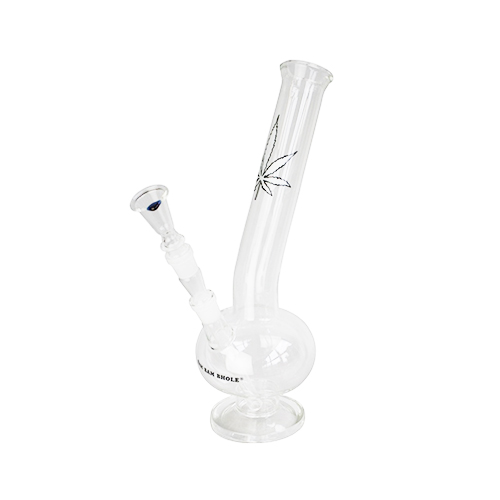[GW21XL] Glass Bong With Leaf, Curved, 33cm, 18.8mm Ground Joint